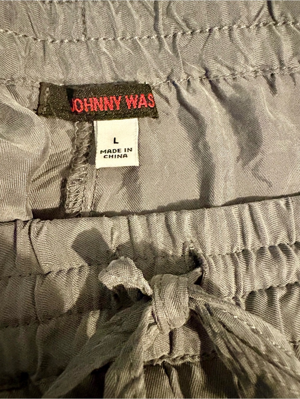 Johnny Was Gray Elastic Drawstring Pants
